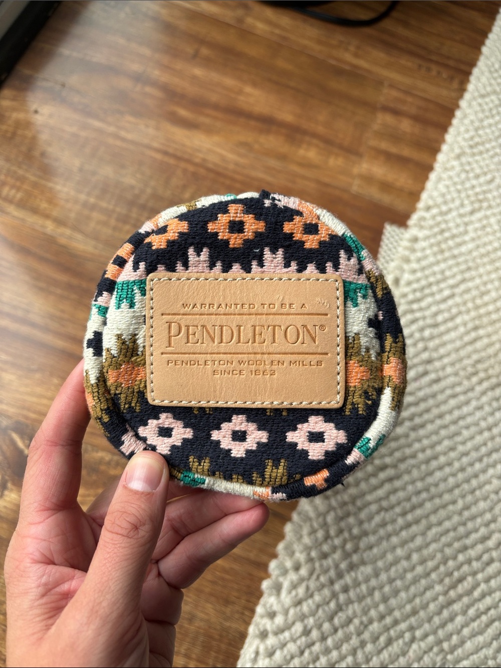 Pendleton Black Multi Geometric Round Zip Pouch